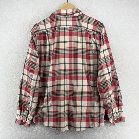 EDDIE BAUER Shirt Mens L Heavy Flannel Plaid Classic Fit Button Up Cotton Red - Picture 6 of 16